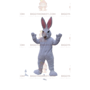 BIGGYMONKEY™ wit konijn mascottekostuum dat er slecht uitziet.