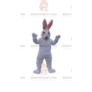 BIGGYMONKEY™ Weißes Kaninchen Maskottchen-Kostüm mit bösem