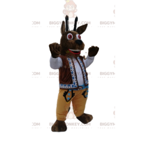 Traje de mascote camurça marrom BIGGYMONKEY™ com roupa