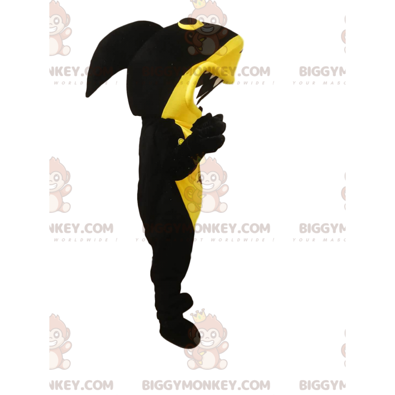 BIGGYMONKEY™ Costume da mascotte Squalo nero e giallo con