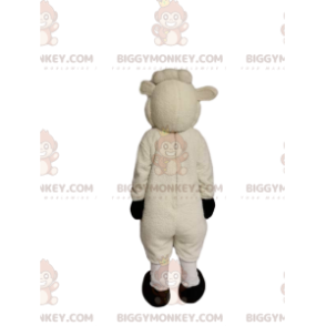 Disfraz de mascota BIGGYMONKEY™ de oveja blanca muy sonriente.