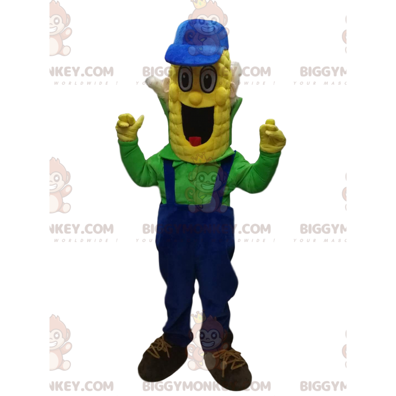 Divertente costume da mascotte BIGGYMONKEY™ di mais con tuta