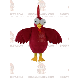 Red Rooster BIGGYMONKEY™ maskotdräkt, med vacker fjäderdräkt