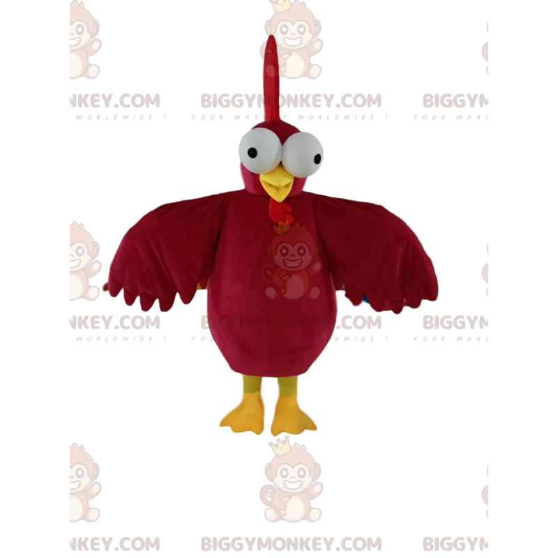 Red Rooster BIGGYMONKEY™ Mascot Costume, with Beautiful Plumage