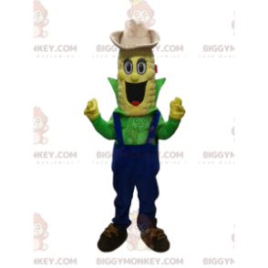 Cheerful Corn Cob BIGGYMONKEY™ Mascot Costume With Cowboy Hat -