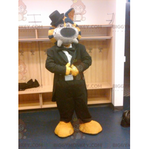 BIGGYMONKEY™ Costume da mascotte Abito nero e tigre gialla