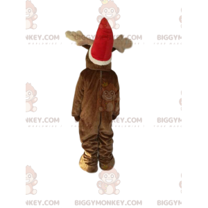 Traje de mascote de rena BIGGYMONKEY™ com chapéu de Natal.