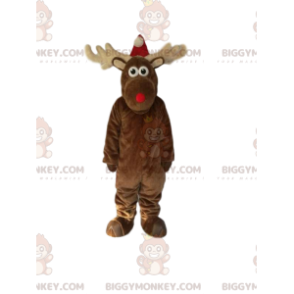 BIGGYMONKEY™ Costume da mascotte renna con cappello di Natale.