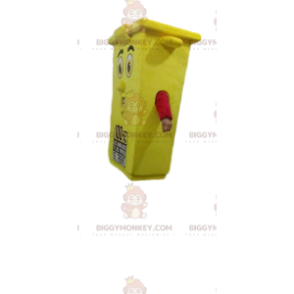 Costume de mascotte BIGGYMONKEY™ de poubelle de recyclage jaune