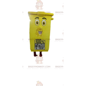 Big Smile Yellow Recycling Bin BIGGYMONKEY™ Maskottchenkostüm -