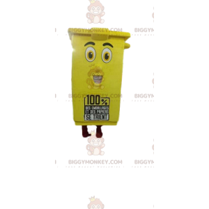 Costume de mascotte BIGGYMONKEY™ de poubelle de recyclage jaune