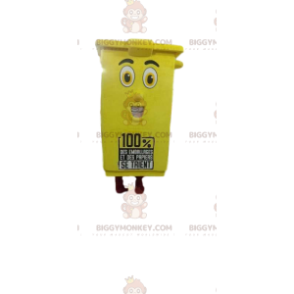 Costume de mascotte BIGGYMONKEY™ de poubelle de recyclage jaune