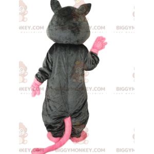Zeer vrolijk grijs en roze muis BIGGYMONKEY™ mascottekostuum. -