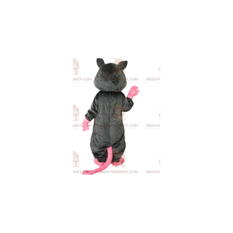 Zeer vrolijk grijs en roze muis BIGGYMONKEY™ mascottekostuum. -