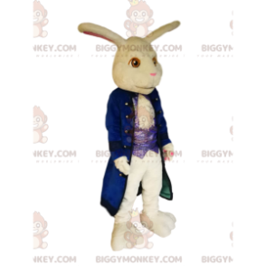 BIGGYMONKEY™ mascot costume of white rabbit with a large blue