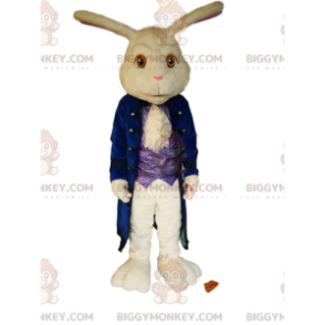 BIGGYMONKEY™ mascot costume of white rabbit with a large blue