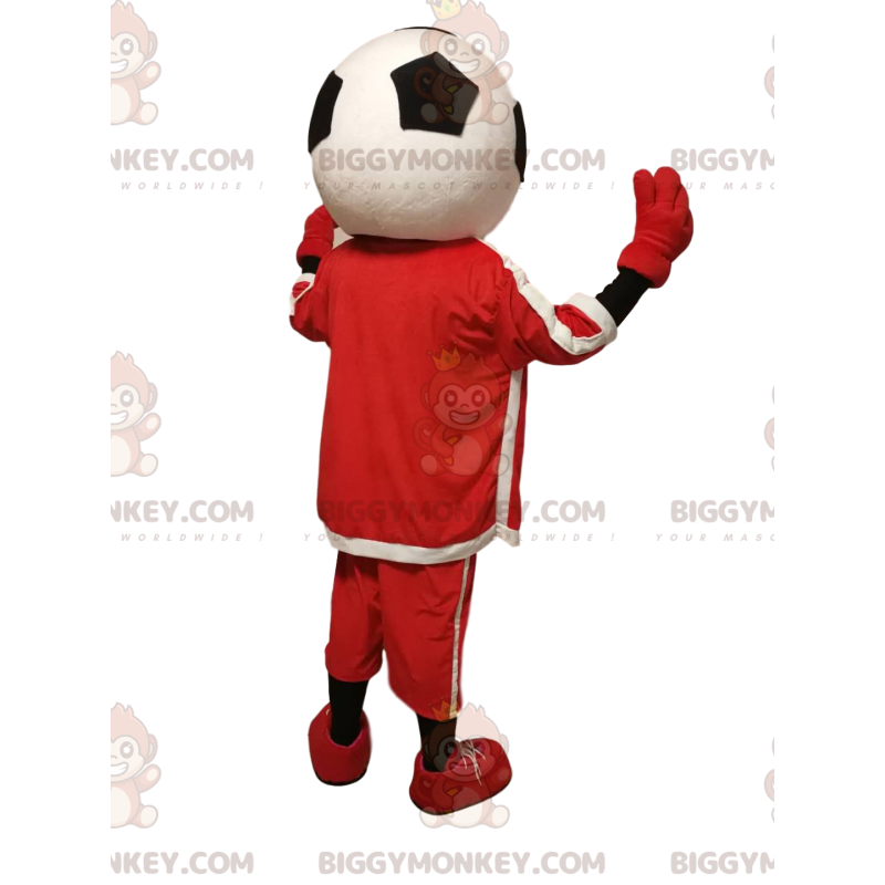 BIGGYMONKEY™ Character Mascot Costume with a very smiley soccer