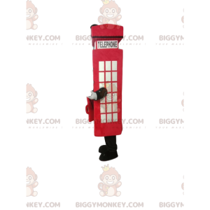 Red Phone Booth BIGGYMONKEY™ Mascot Costume with Black Mustache