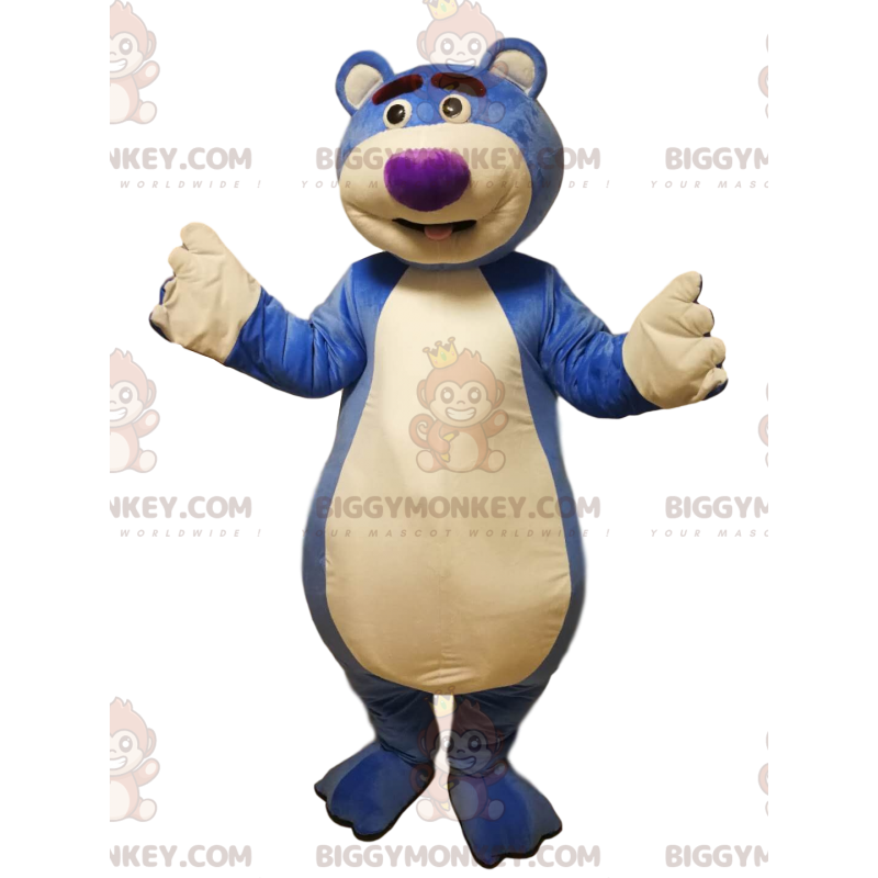 Costume de mascotte BIGGYMONKEY™ d'ours bleu avec un museau