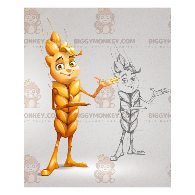 Jättiläinen keltainen maissintähkä BIGGYMONKEY™ maskottiasu -
