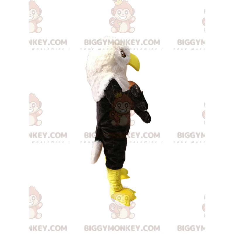 Costume de mascotte BIGGYMONKEY™ d'aigle royal noir et blanc.