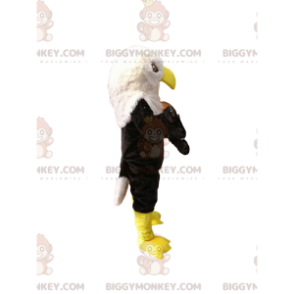 Costume de mascotte BIGGYMONKEY™ d'aigle royal noir et blanc.