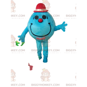 BIGGYMONKEY™ mascot costume of turquoise round man with a small