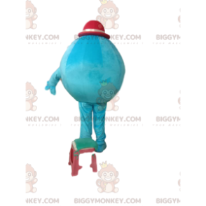 BIGGYMONKEY™ mascot costume of turquoise round man with a small