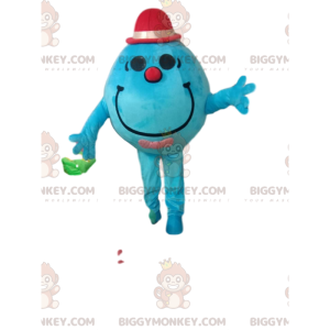 BIGGYMONKEY™ mascot costume of turquoise round man with a small