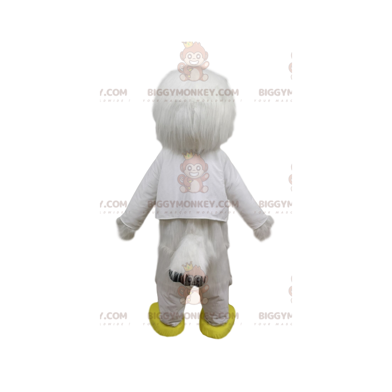 Traje de mascote BIGGYMONKEY™ pássaro branco com bico amarelo