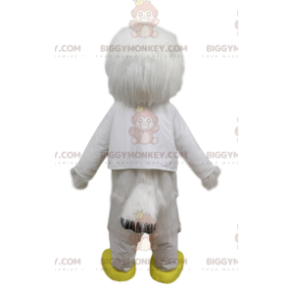 BIGGYMONKEY™ Mascottekostuum Witte vogel met grappige gele