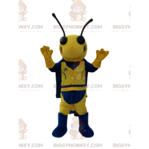 BIGGYMONKEY™ costume da mascotte di vespa gialla e blu. costume