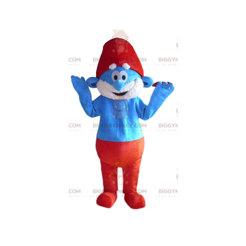 Papa Smurf BIGGYMONKEY™ maskotdräkt. Pappasmurfdräkt -