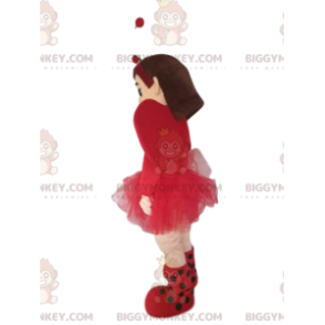 Little girl BIGGYMONKEY™ mascot costume with cute fuchsia tulle