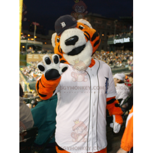 Orange White and Black Tiger BIGGYMONKEY™ Mascot Costume In