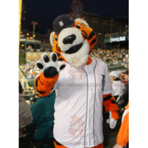 Oranje witte en zwarte tijger BIGGYMONKEY™ mascottekostuum in