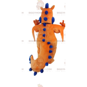 Bonito disfraz de mascota dragón naranja y azul BIGGYMONKEY™.