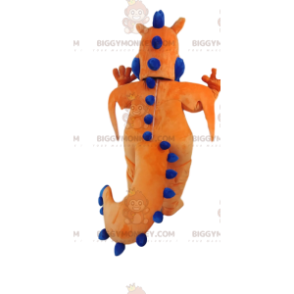 Schattige oranje en blauwe draak BIGGYMONKEY™ mascottekostuum.