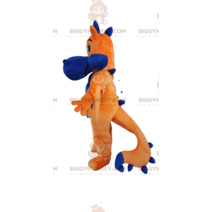 Cute orange and blue dragon BIGGYMONKEY™ mascot costume. dragon