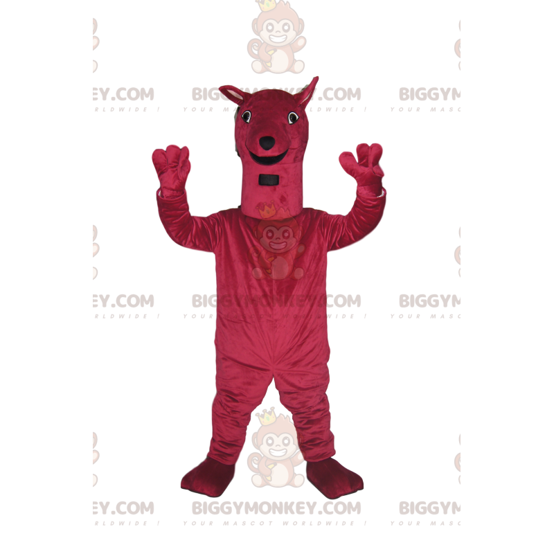 BIGGYMONKEY™ costume mascotte molto allegro cagnolino fucsia.