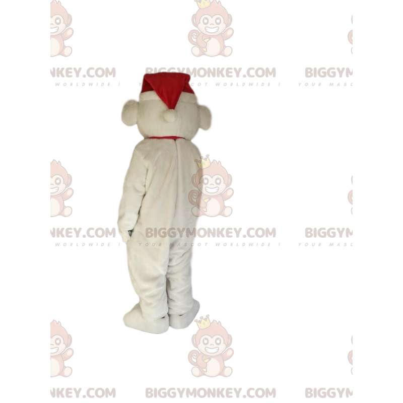 Fato de mascote de urso polar BIGGYMONKEY™ com gorro de Natal