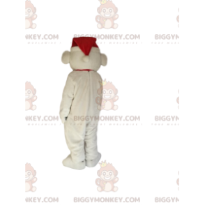 Eisbär BIGGYMONKEY™ Maskottchenkostüm mit roter Weihnachtsmütze