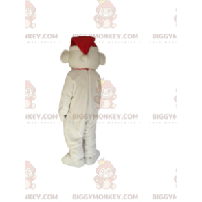 Fato de mascote de urso polar BIGGYMONKEY™ com gorro de Natal