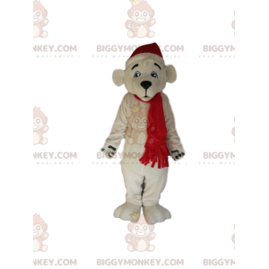 Kostým maskota ledního medvěda BIGGYMONKEY™ s červenou vánoční