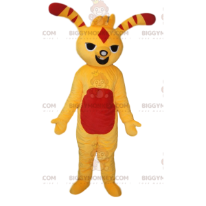 Kostým maskota BIGGYMONKEY™ ze žluté a červené zábavné bytosti.