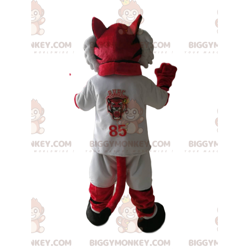 Costume de mascotte BIGGYMONKEY™ de tigre rouge en tenue de