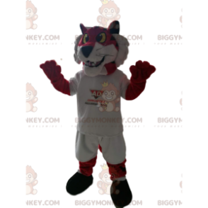 Traje de mascote BIGGYMONKEY™ de tigre vermelho em roupas