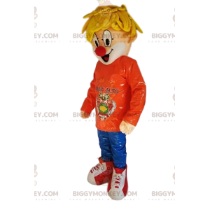 Blonde Jongen Clown Neus BIGGYMONKEY™ Mascotte Kostuum -