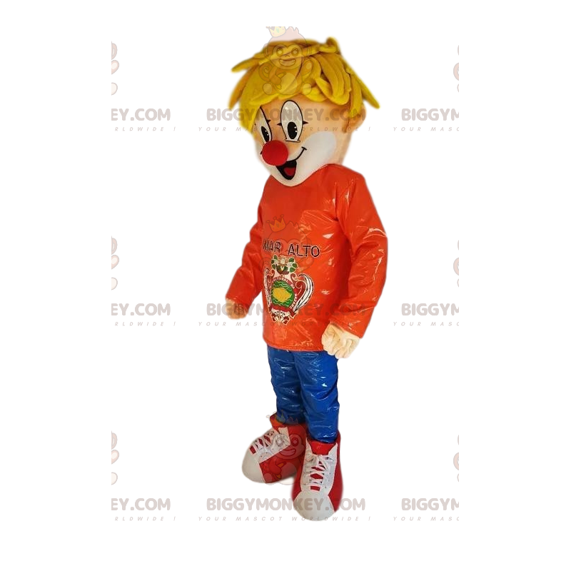 Costume da mascotte BIGGYMONKEY™ con naso da clown da ragazzo