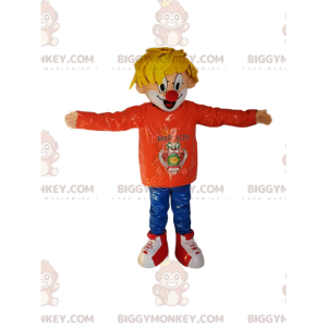 Blond pojke Clownnäsa BIGGYMONKEY™ maskotdräkt - BiggyMonkey